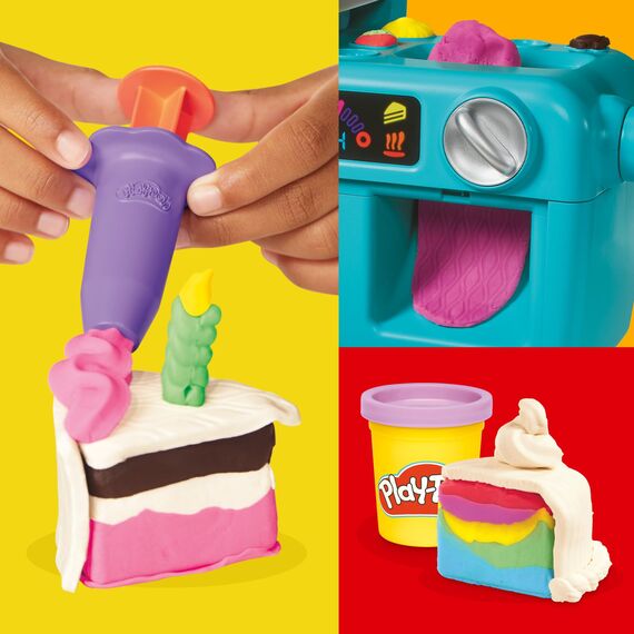 Play-Doh Bunte Konditorei mit Spielzeug-Ofen, Werkzeugen, Accessoires und 11 Dosen Knetmasse zum Formen, Backen und Dekorieren, Bastel-Set für Mädchen und Jungen ab 4 Jahren