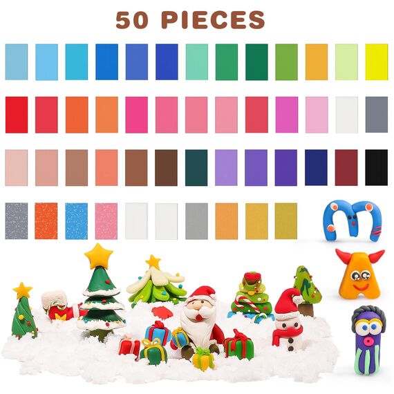 iFergoo Modelliermasse-Set, 50 Farben, Ofen-Modelliermasse-Set, ungiftig, lebendige Farben für Schmuckherstellung und Miniaturen, DIY Handwerk für Anfänger, Erwachsene und Kinder
