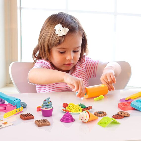 Knete Sets für Kinder, 40 Stück Küche Knete Zubehör, Form, Schere, Nudelholz mit Aufbewahrungstasche, Spielen Spielknete Knetspaß für Kinder Jungen Mädchen