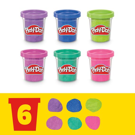 Play-Doh 6er-Pack Funkelknete, besondere Farben mit Glitzer, für mehr Kreativität und fördert die Feinmotorik, Bastel-Set perfekt als Ergänzung, kreatives für Kinder ab 3 Jahren