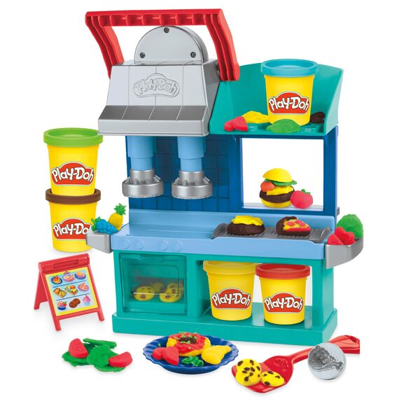 Play-Doh Kitchen Creations Buntes Restaurant, 2-seitiges Küchenspielset, Set für Mädchen und Jungen, Small