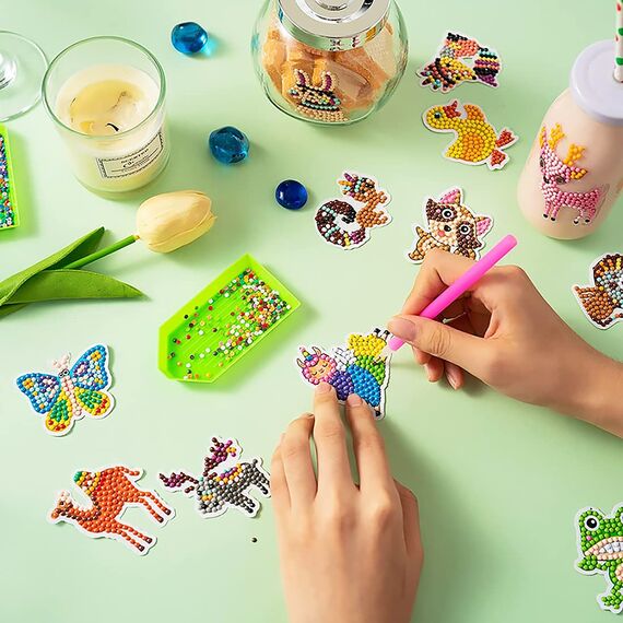 Diamond Painting Kinder Set, Diamond Painting sticker, DIY 5D Malen Basteln Tier Diamant Painting Anfänger, Spielzeug für Kleinkinder Aufkleber Ab 4+ Jahre Mädchen Junge Geschenke