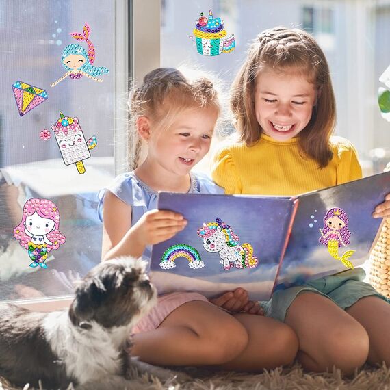 O-Kinee 5D Diamand Painting Set für Kinder, 5D Diamant Aufkleber Set, 5D Diamand Painting Aufkleber Kinder, Tiere Diamant Aufkleber Kit, für Kinder und Erwachsene Anfänger Mädchen