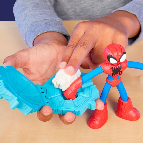 Play-Doh Marvel Spider-Man Netz-Action Set, 2 Spielfiguren und vielen Knetformen, 4 Dosen Modelliermasse in passenden Farben, kreatives für Kinder ab 3 Jahren