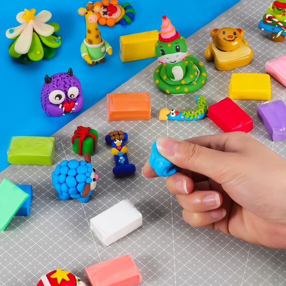 iFergoo Modelliermasse-Set, 50 Farben, Ofen-Modelliermasse-Set, ungiftig, lebendige Farben für Schmuckherstellung und Miniaturen, DIY Handwerk für Anfänger, Erwachsene und Kinder