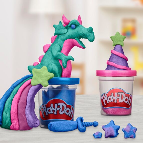 Play-Doh 6er-Pack Funkelknete, besondere Farben mit Glitzer, für mehr Kreativität und fördert die Feinmotorik, Bastel-Set perfekt als Ergänzung, kreatives für Kinder ab 3 Jahren