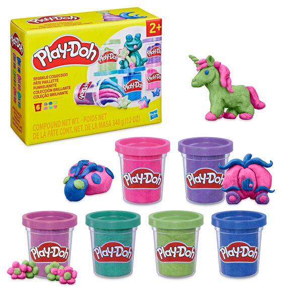 Play-Doh 6er-Pack Funkelknete, besondere Farben mit Glitzer, für mehr Kreativität und fördert die Feinmotorik, Bastel-Set perfekt als Ergänzung, kreatives für Kinder ab 3 Jahren