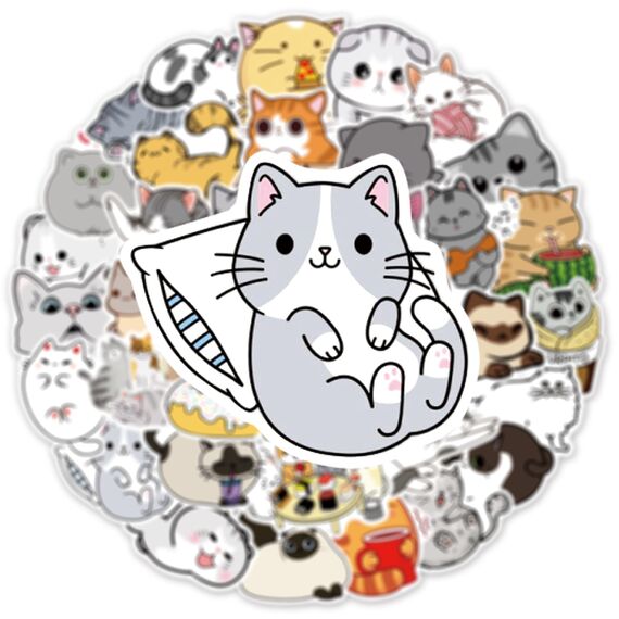 50 Stück Katze Aufkleber für Laptop, Stoßstange, Skateboard, Wasserflaschen, Computer, Telefon, Gitarre, Cartoon-Aufkleber für Kinder, Teenager und Erwachsene