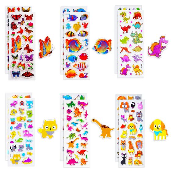 Vicloon 3D Aufkleber, 28 Verschiedene 3D Stickers 500+ Geschwollene Aufkleber