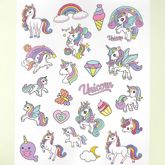 Einhorn Glitzersticker Über 160 Stück, Glitzer Sticker, Einhorn Geschenk für Mädchen Einschulung, Schultüte Füllung