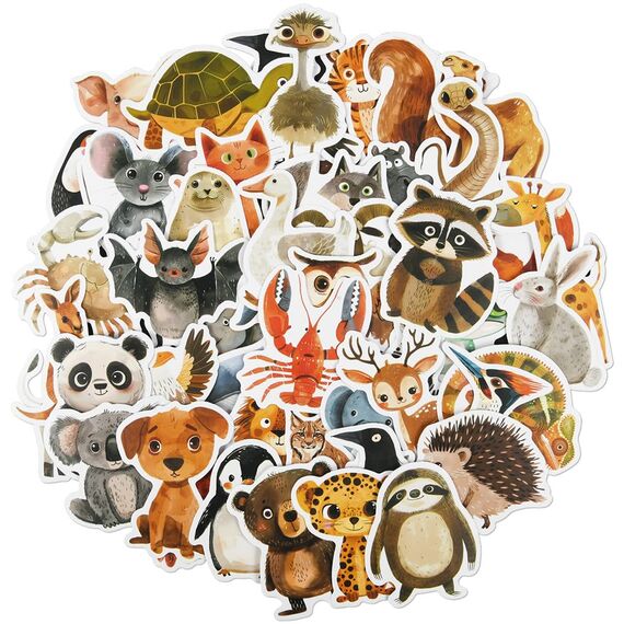 Vicloon Kleine Tiere Sticker Set, 50 Stück Wasserdicht Vinyl Stickers, Anime Sticker Set, Cartoon Aufkleber für Auto Laptop Skateboard Fahrrad Moped Motorrad