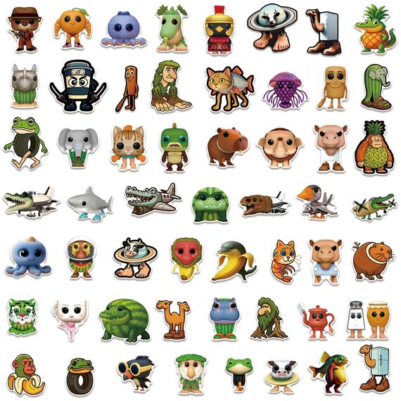 100 Stück Italian Brainrot Aufkleber für Laptop, Stoßstange, Skateboard, Wasserflaschen, Computer, Telefon, Gitarre, Cartoon-Aufkleber für Kinder, Teenager und Erwachsene