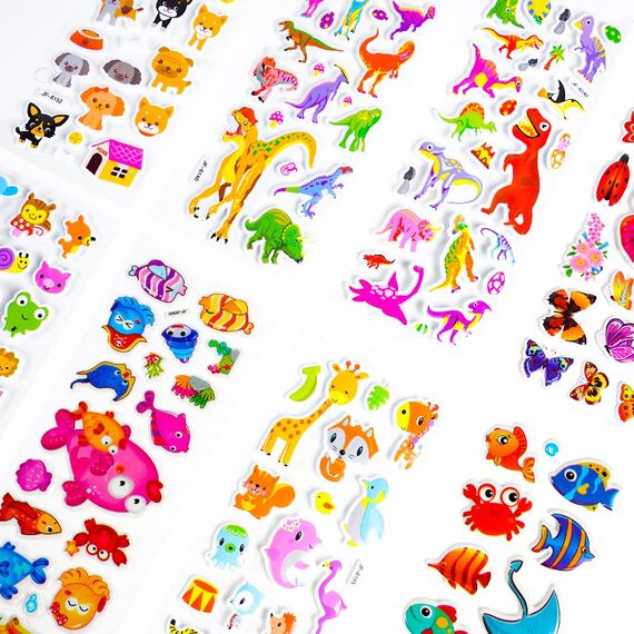 Vicloon 3D Aufkleber, 28 Verschiedene 3D Stickers 500+ Geschwollene Aufkleber