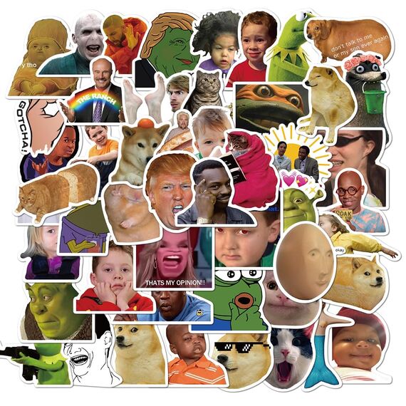 50 Stück Lustige Meme Sticker Set,Meme Aufkleber für Auto Laptop Skateboard Fahrrad Moped Motorrad Fahrrad Computer,Geeignet für Erwachsene (A)