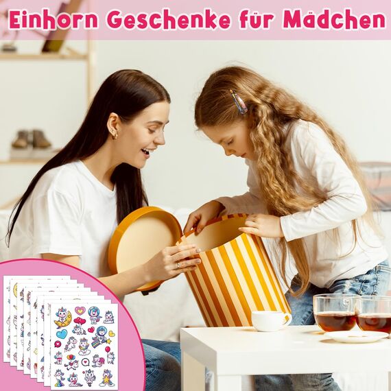 Einhorn Glitzersticker Über 160 Stück, Glitzer Sticker, Einhorn Geschenk für Mädchen Einschulung, Schultüte Füllung