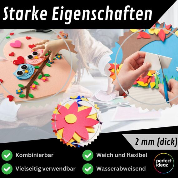 perfect ideaz - Moosgummi DIN-A4, 27 Blatt, 9 Farben, 29,7 x 21 cm (2 mm dick), farbiges Bastelmaterial für Kinder, Top Qualität