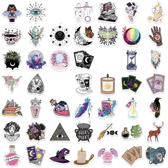 100 Stück Böhmische Hexe Aufkleber für Laptop, Stoßstange, Skateboard, Wasserflaschen, Computer, Telefon, Gitarre, Cartoon-Aufkleber für Kinder, Teenager und Erwachsene