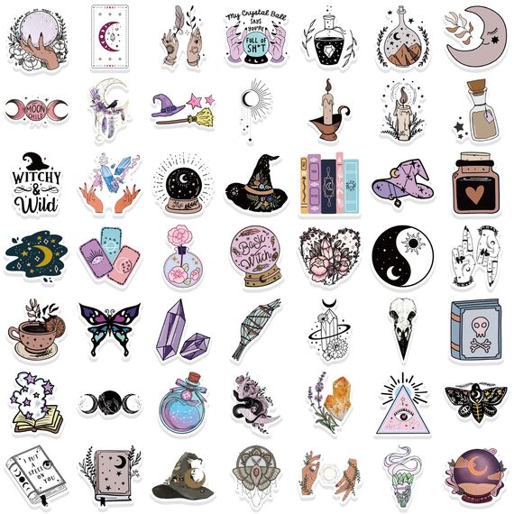 100 Stück Böhmische Hexe Aufkleber für Laptop, Stoßstange, Skateboard, Wasserflaschen, Computer, Telefon, Gitarre, Cartoon-Aufkleber für Kinder, Teenager und Erwachsene