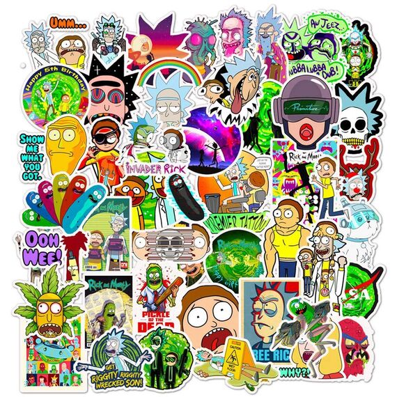 50 Stück Rick Aufkleber für Laptop, Stoßstange, Skateboard, Wasserflaschen, Computer, Telefon, Gitarre, Cartoon-Aufkleber für Kinder, Teenager und Erwachsene