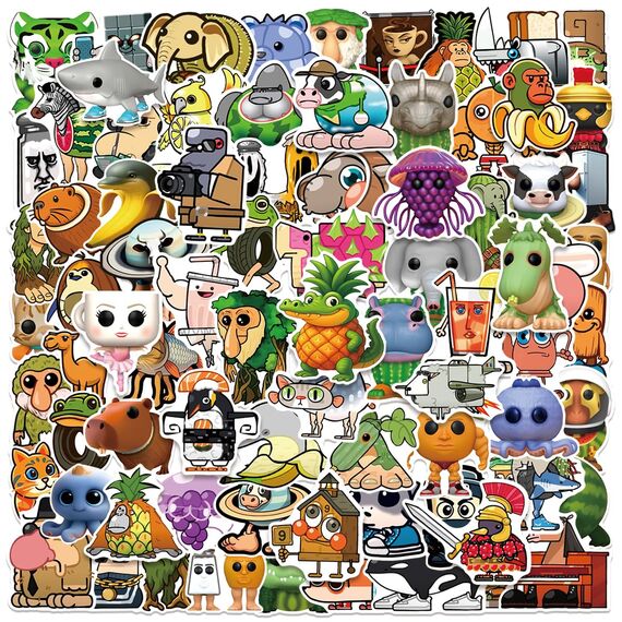 100 Stück Italian Brainrot Aufkleber für Laptop, Stoßstange, Skateboard, Wasserflaschen, Computer, Telefon, Gitarre, Cartoon-Aufkleber für Kinder, Teenager und Erwachsene