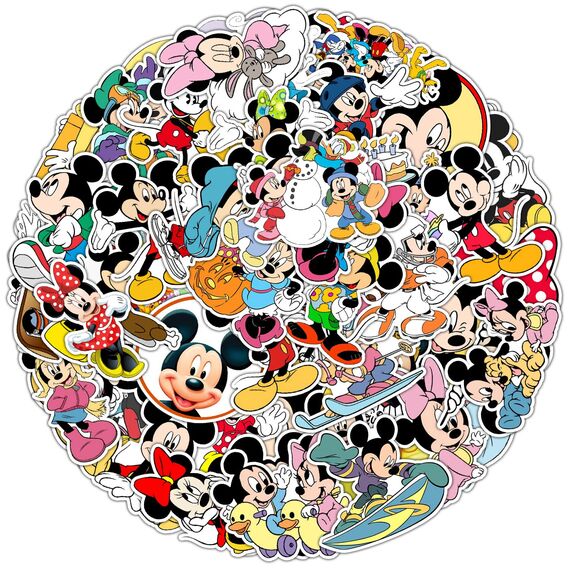 50 Stück Mouse Aufkleber für Laptop, Stoßstange, Skateboard, Wasserflaschen, Computer, Telefon, Gitarre, Cartoon-Aufkleber für Kinder, Teenager und Erwachsene