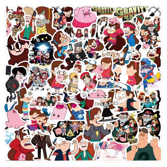 50 Stück Gravity Falls Aufkleber für Laptop, Stoßstange, Skateboard, Wasserflaschen, Computer, Telefon, Gitarre, Cartoon-Aufkleber für Kinder, Teenager und Erwachsene