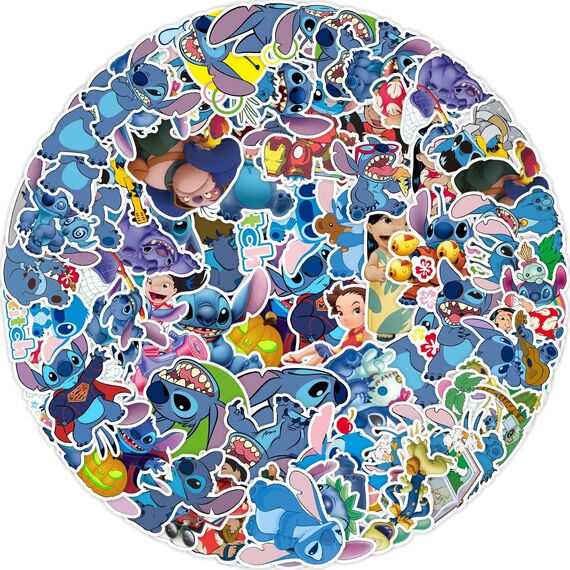 100 Stück Stitch Aufkleber für Laptop, Stoßstange, Skateboard, Wasserflaschen, Computer, Telefon, Gitarre, Cartoon-Aufkleber für Kinder, Teenager und Erwachsene