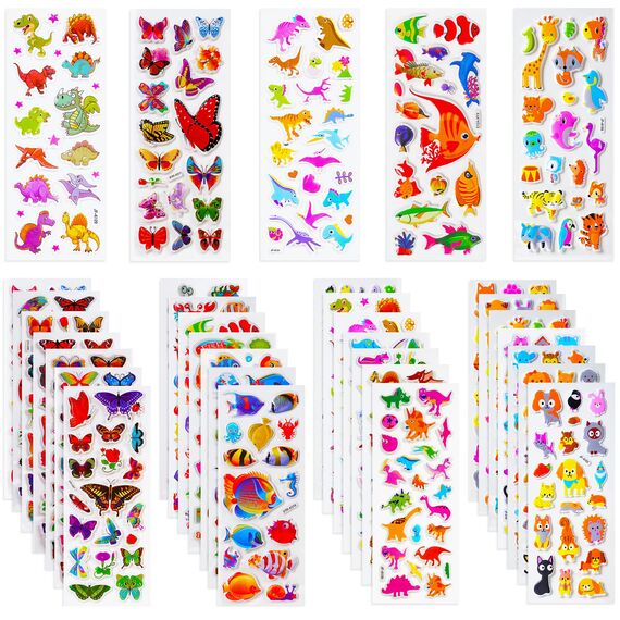 Vicloon 3D Aufkleber, 28 Verschiedene 3D Stickers 500+ Geschwollene Aufkleber