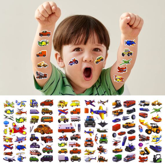 Cobee 3D-Aufkleber für Kinder, 12 Bögen, Auto-Thema, Kinderaufkleber, Lehrer, Belohnungsaufkleber, DIY-Dekoration, Aufkleber für Mädchen, Jungen, Lehrer, Basteln, Scrapbooking