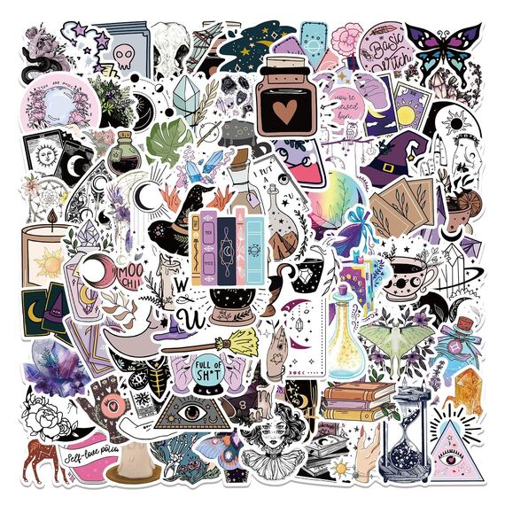 100 Stück Böhmische Hexe Aufkleber für Laptop, Stoßstange, Skateboard, Wasserflaschen, Computer, Telefon, Gitarre, Cartoon-Aufkleber für Kinder, Teenager und Erwachsene