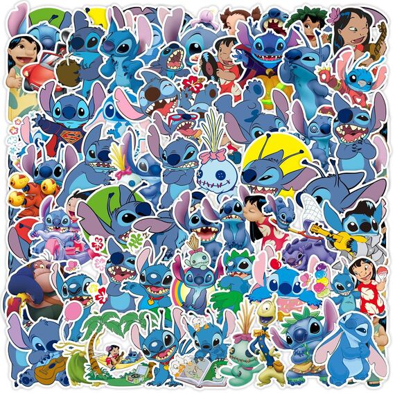 100 Stück Stitch Aufkleber für Laptop, Stoßstange, Skateboard, Wasserflaschen, Computer, Telefon, Gitarre, Cartoon-Aufkleber für Kinder, Teenager und Erwachsene