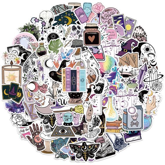 100 Stück Böhmische Hexe Aufkleber für Laptop, Stoßstange, Skateboard, Wasserflaschen, Computer, Telefon, Gitarre, Cartoon-Aufkleber für Kinder, Teenager und Erwachsene
