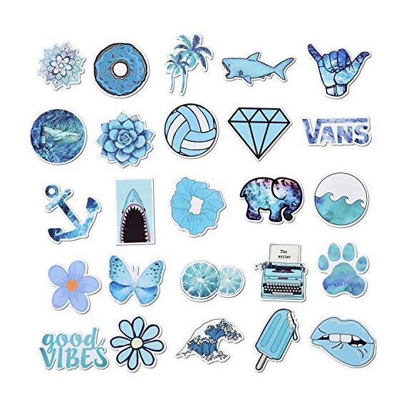 Willingood Aufkleber Mädchen 53pcs VSCO Tumblr Aesthetic Stickers Wasserdicht für Laptop Skateboard Auto Motorrad Fahrrad PS4 Koffer Snowboard iPhone, Blau