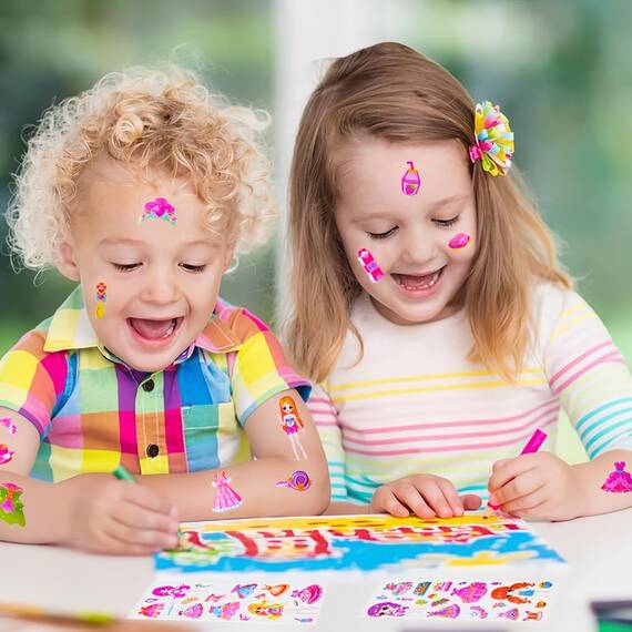 Vicloon 3D Aufkleber für Kinder, 24 Blätter Kleinkinder Geschwollene bauschige Aufkleber, Lebendige Kinderaufkleber3D-Aufkleber für Jungen, Mädchen, Lehrer als Belohnung (Einhorn+Meerjungfrau)