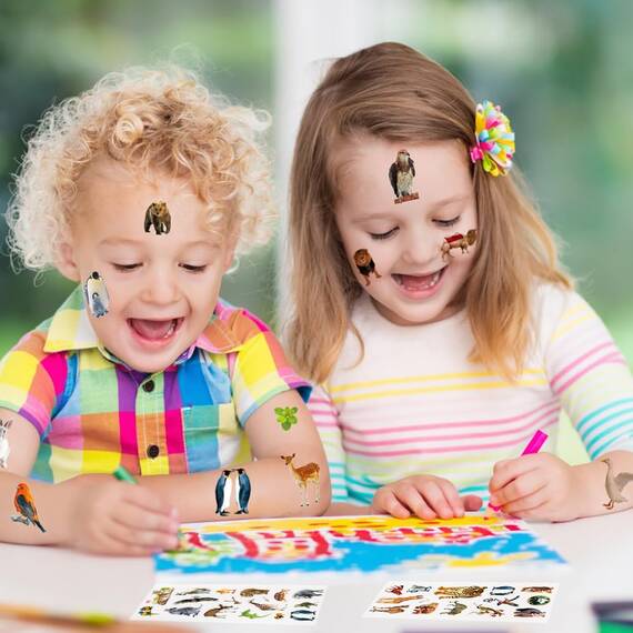 Vicloon 3D Aufkleber für Kinder - 12 Blätter Lebendige Tieraufkleber für Jungen, Mädchen und Lehrer als Belohnung