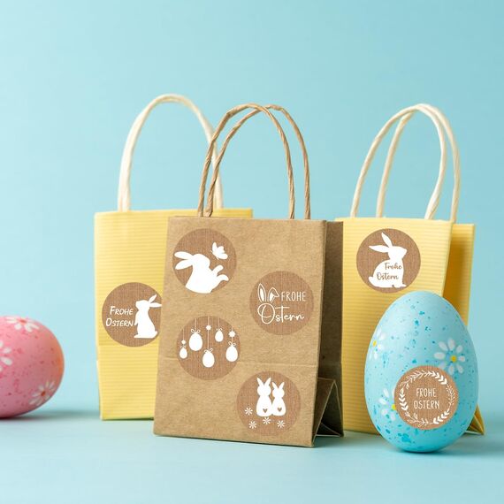 Aufkleber Ostern, 120 Stück 4cm Rund Frohe Ostern Aufkleber Sticker mit Osterhasen, Ostersticker für Umschlag Geschenkbeutel