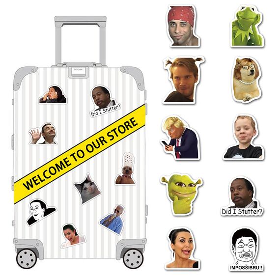 50 Stück Lustige Meme Sticker Set,Meme Aufkleber für Auto Laptop Skateboard Fahrrad Moped Motorrad Fahrrad Computer,Geeignet für Erwachsene (B)