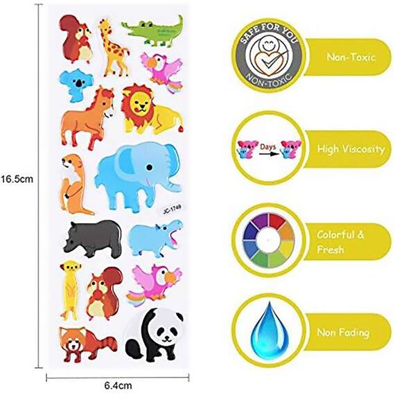 Vicloon 3D Aufkleber für Kinder, 22 Blätter 500+ Verschiedene Geschwollene Aufkleber, Geschwollen Stickers, Einschließlich ruchtaufkleber, Tieraufkleber, Einhorn Aufkleber, Christmas Sticker und Mehr