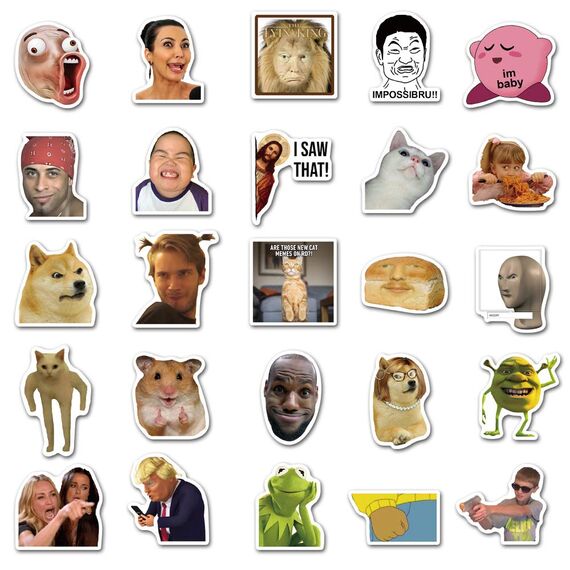 50 Stück Lustige Meme Sticker Set,Meme Aufkleber für Auto Laptop Skateboard Fahrrad Moped Motorrad Fahrrad Computer,Geeignet für Erwachsene (B)