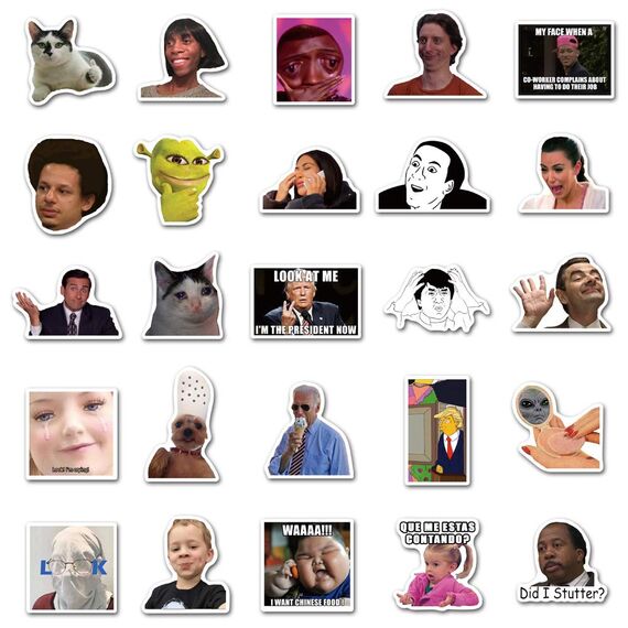 50 Stück Lustige Meme Sticker Set,Meme Aufkleber für Auto Laptop Skateboard Fahrrad Moped Motorrad Fahrrad Computer,Geeignet für Erwachsene (B)