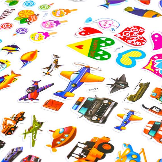 Vicloon 3D Aufkleber für Kinder - 36 Blätter mit Lebendigen Designs für Jungen, Mädchen und Lehrer als Belohnung