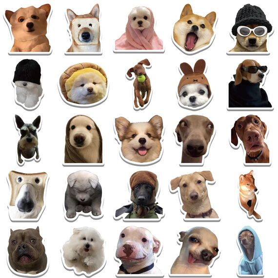 50 Stück Lustige Meme Sticker Set,Meme Aufkleber für Auto Laptop Skateboard Fahrrad Moped Motorrad Fahrrad Computer,Geeignet für Erwachsene (Hund)