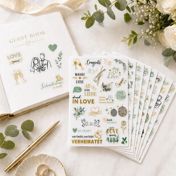 230 Sticker Hochzeit Gästebuch, transparente Aufkleber Hochzeit, Hochzeitssticker für Gästebuch, Fotoalbum und Scrapbook