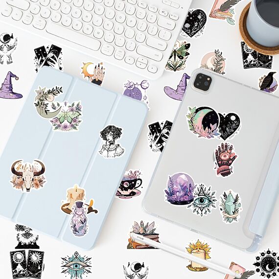Hexe Sticker 50 Stück,Witchy Sticker Set Wasserfest Graffiti Aufkleber,Aesthetic Sticker für Laptop Skateboard Koffer Helm Auto Fahrrad Handy Scrapbook,Geschenk für Kinder Teenager Erwachsene