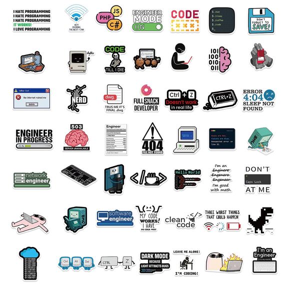 50 Stück Lustige Meme Sticker Set,Meme Aufkleber für Auto Laptop Skateboard Fahrrad Moped Motorrad Fahrrad Computer,Geeignet für Erwachsene (Programmierer)