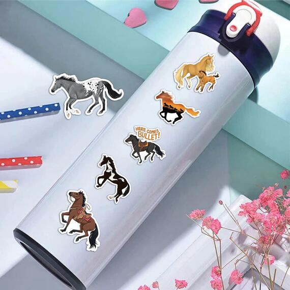 Pferde Sticker,50 Stück Pferde Aufkleber Set,Wasserfeste Vinyl Graffiti Stickers für Auto Laptop Computer Skateboard Wasserflaschen Koffer Fahrrad Motorrad, Geschenk für Jugendliche Erwachsene