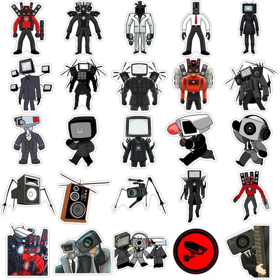 Skibidi Toilet Sticker,50 Stück Cartoon Vinyl Sticker Set Wasserfest Graffiti Aufkleber für Laptop Skateboard Koffer Helm Auto Fahrrad Handy Scrapbook,Geschenk für Kinder Teenager Erwachsene