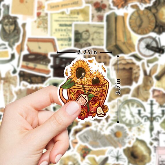 100 Stück Vintage Sticker Set, Aesthetic Retro Stil, Wasserfest Vinyl, für Handy Laptop Scrapbook Skateboard Computer Koffer Journal Tassen Macbook Ipad Planner Flasche
