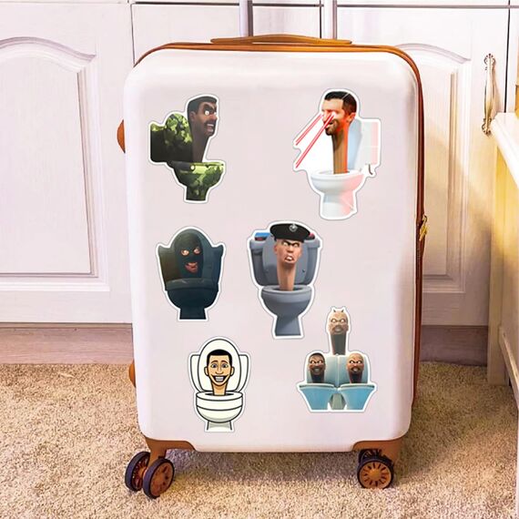 Skibidi Toilet Sticker,50 Stück Cartoon Vinyl Sticker Set Wasserfest Graffiti Aufkleber für Laptop Skateboard Koffer Helm Auto Fahrrad Handy Scrapbook,Geschenk für Kinder Teenager Erwachsene