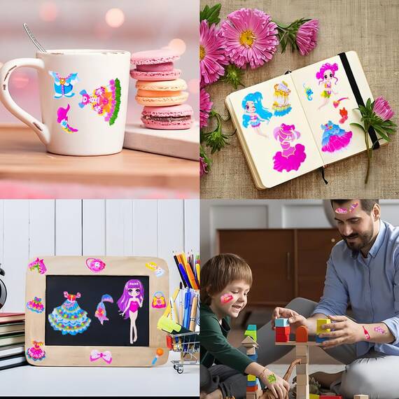 Vicloon 3D Aufkleber für Kinder, 24 Blätter Kleinkinder Geschwollene bauschige Aufkleber, Lebendige Kinderaufkleber3D-Aufkleber für Jungen, Mädchen, Lehrer als Belohnung (Einhorn+Meerjungfrau)